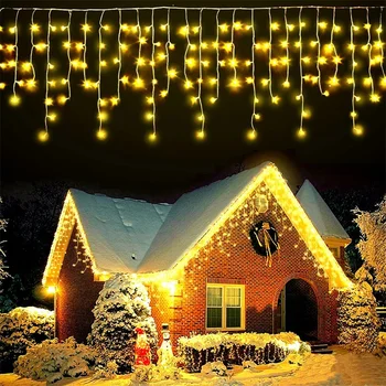 40M Opony String Ľahké Nepremokavé Pripojiteľná Ligotať Svetlo Vonkajšie Vianočný Cencúľ Svetlo Pre Odkvapy Dom Dekor Rozprávkových Svetiel