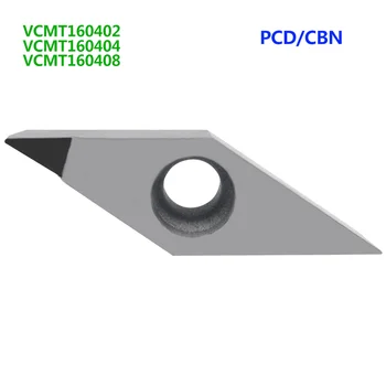 1PC PCD CBN Vložiť VCMT160402 VCMT160404 VCMT160408 CNC Sústruhu Sústruženie Diamond Vložky VCGT Karbidu Sústružnícke Obrábacie Strihací Nástroj