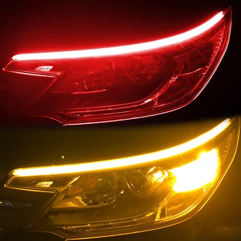 2x 2022 Najnovšie Štart-Scan LED Auto DRL Svetlá pre Denné svietenie Auto Tečie Zase Signál Sprievodca Tenké Pásy reflektorov Príslušenstvo