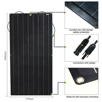 Solárny Panel 300w 200w 400w ETFE PET Flexibilné Panely Solárne PV Monokryštalické Bunky 12V 24V 1000w Nabíjačka Systém Kit