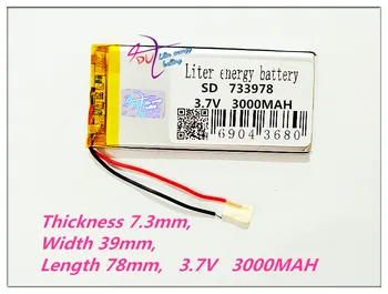733978 3,7 V 3000MAH Lítium-polymérová Batéria 704080 MP3 MP4 MP5 DVD GPS LED svetlá Nabíjateľné batérie 754080