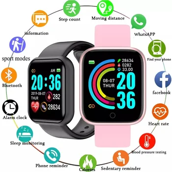 Škubnutí Smart Hodinky Muži Ženy Y68 Bluetooth Športové Hodinky Srdcovej frekvencie Zdravie Monitor Krvného Tlaku Inteligentný Náramok pre Android IOS
