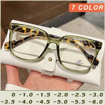 Veľký Rám Anti Modré Svetlo Okuliare Leopard Tlač Colorblock Nadrozmerné Krátkozrakosť, Optické Okuliare S Krátkym-pohľad Trieda-1,0 až-4.0