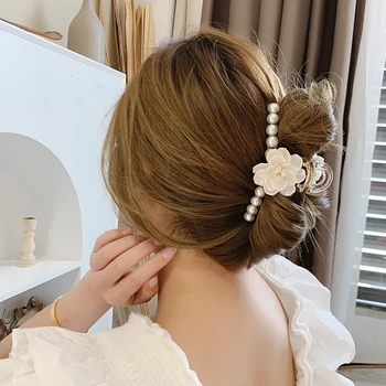 Pearl Flower Vlásenky Kolík Hairclip pre Ženy Móda Shell Perlou Vlasy Klip Dievča Elegantné Doplnky do Vlasov