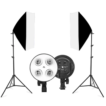 Fotografie 50x70CM Osvetlenie Štyri Lampy Softbox Auta S E27 Základňu Držiaka Mäkké Box Kamery Príslušenstvo Pre Foto Studio Video