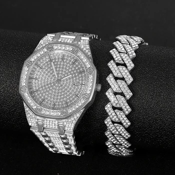 Ľadový Von Pánske Quartz Mechanické náramkové hodinky Gold Luxusné Diamantové Hodinky pre Ženy, Hip Hop Hodinky Reloj Inteligente Hombre