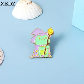 Magic Wizard Žaba s Klobúk Smalt Pin Žaba Čarodejnice Klobúk Brošňa Oblečenie Batoh Odznak Cartoon Módne Šperky Darček pre Deti, Priateľov