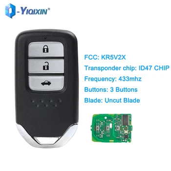 YIQIXIN 3 Tlačidlo Smart Remote Auto Kľúč Pre Honda City Jazz Občianske 2015 Milosť 2016 433MHz ID47 Čip KR5V2X Auto Nahradiť Keyless Fob