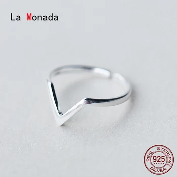 La Monada 50-59mm 925 Sterling Silver Krúžky Pre Ženy, Otvorené Resizable Nastaviteľná Geometria V Krúžku Prst Striebro 925 Šperky