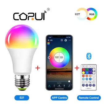 CoRui Smart Bluetooth-kompatibilné Svetelný zdroj RGB+SCS 10W Stmievanie Farby APLIKÁCIU Diaľkové Ovládanie A19 LED Skupine Ovládať Časovanie