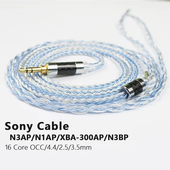 Sony Kábel N3AP N1AP XBA-300AP N3BP A2 16 Core Slúchadlá Strieborné Pozlátené HIFI Upgrade Kábel OCC 4.4 mm Zostatok 2.5 3.5 mm S MIC
