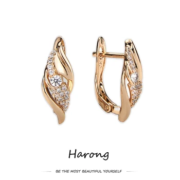 Harong Nádherné Luxusné Náušnice Malé Roztomilé Crystal Medené Šperky Doplnok Pre Ženu Dievča Strany Svadobné Dekorácie