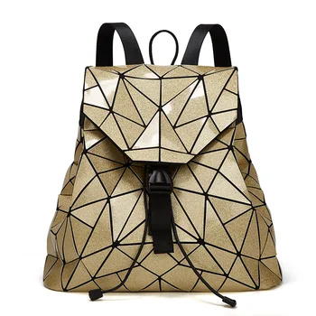 Podpora Žien Batoh Shinnning Luxusné Kožené Geometrické Batoh Ženy-taška Geometrie Taška cez Rameno Študenta Školské Tašky Značky