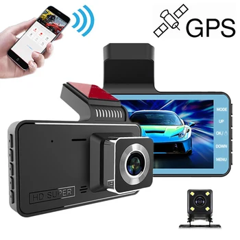 Automobilové DVR Dash Cam WiFi 4.0 1080P Full HD Zozadu videorekordér Dash Fotoaparát Auto Dvr Parkovanie Monitor Nočné Videnie G-senzor, GPS