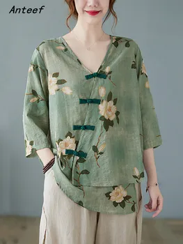 kórejský módne bavlnená posteľná bielizeň vintage kvetinový príležitostné voľné letné tee tričko ženy t-shirt žena tričko 2022 vrchné oblečenie
