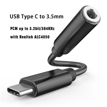 Realtek ALC4050 PCM 32bit/384K Digitálny Audio Prevodník DAC, USB, Typ C Na 3,5 mm Jack pre Slúchadlá Aux Adaptér Dekodér OFC Čistá Meď