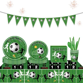 Futbal Tému Riad Papierové Poháre Taniere Pre Futbal Narodeninovej Párty Dekorácie