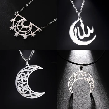 LIKGREAT Wiccan Nehrdzavejúcej Ocele polmesiacom Náhrdelník Bohyne Čiar Alah Amulet Vintage Pentagram Wicca Šperky 2023 Nové