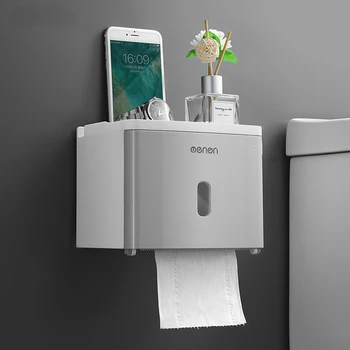 Wall Mount Kúpeľňa Tkaniva Box Punch-Free Phone Rack Prípade Toaletného Papiera Zásobník Nepremokavé Polica Organizátor Paper Roll Držiteľ