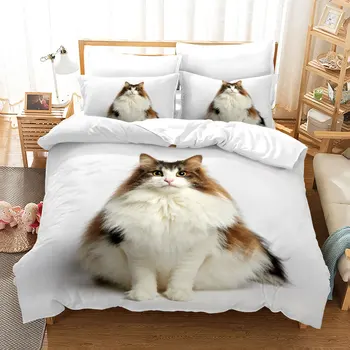 Vtipné Mačku posteľná bielizeň Nastaviť Deti, Dospelých Perinu Zvierat, domáci Textil, Obliečky 2/3ks 200x200cm Obliečky Mačky Beddings