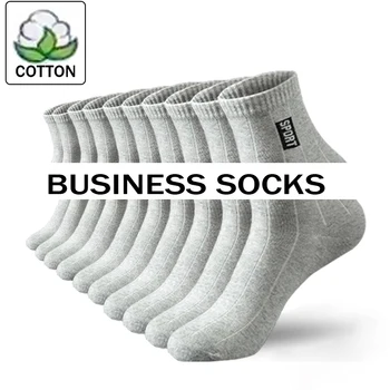 10 Párov/Veľa Kvalitných Mužov Ponožky Bavlna Priedušná Pot-Absorbent Uprostred Tuble Čierne Ponožky Dezodorant Business Mužov Darček Ponožky