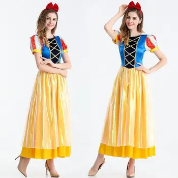Snow White Princezná Dospelých, Kostým pre ženy, Halloween party, Karneval, Cosplay Kostýmy dievčatá Šaty + pokrývku hlavy Dlhé Šaty
