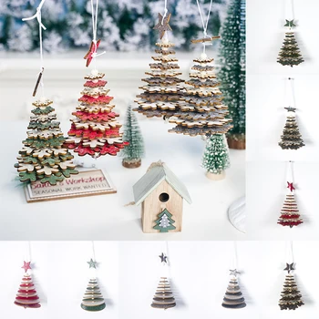 3D Snowflake Star Vianočný Stromček, Ozdoby na Vianočný Strom Visí Prívesky, Drevené Dekorácie Pre Domov Nový Rok Party