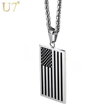 U7 Americkej Vlajky,USA Patriot Slobody Hviezdy a Pruhy 4. júla Dog Tag Prívesok Náhrdelník,Darčeky,Šperky Mužov,z Nehrdzavejúcej Ocele,P72