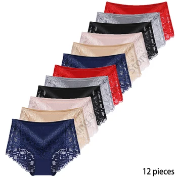 12 kusov transparentné nohavičky, čipky žien spodnú bielizeň, sexy nohavičky, pohodlná, priedušná, tvárny, spodná Bielizeň, soft plus veľkosť