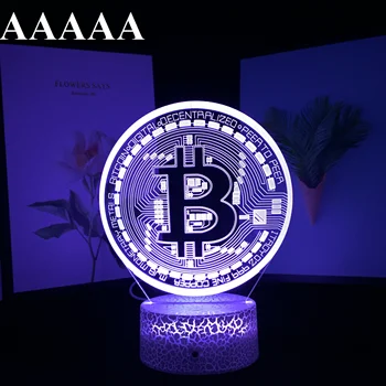 Bitcoin Akryl stolná Lampa 16 Farieb Remote Touch Control USB Batéria Nočného pre Deti Darček Spálne Dekorácie 3D Nočné Lampy