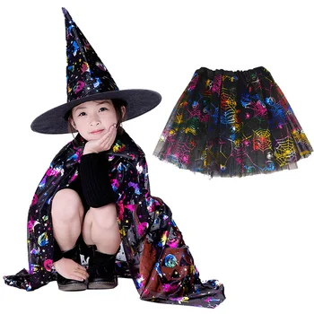 Maškaráda Kostým Sprievodca Čarodejnice Plášť Cape Župan S Klobúk Zobraziť Hrať s Magic Wands, Baby, Deti, Deti Halloween