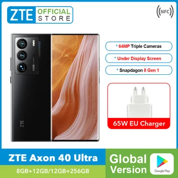 Globálna Verzia ZTE Axon 40 Ultra 5G Smartphone Podľa Displej Fotoaparát 120Hz Flexibilné Zakrivené Displej Snapdagon 8 Gen 1 65W Poplatok