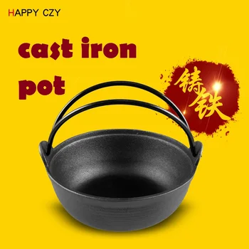 Vysoko kvalitné 25 CM Ploché dno liatiny staromódnou príručka liatiny Kastróla č povlak Hrnca Polievky japonský wok čínsky wok.