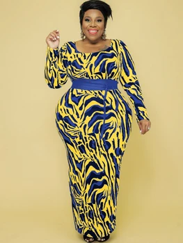 XL-5XL Veľká Veľkosť Afriky Šaty Pre Ženy Móda Dashiki Tlač Volánikmi Vestido Nový Príchod Župan Elegantné Africká Strana Zdobiť