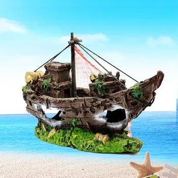 Pirátska loď akváriu dekorácie, doplnky akvárium terénne vrak akvárium záhradné ozdoby krajiny dekorácie
