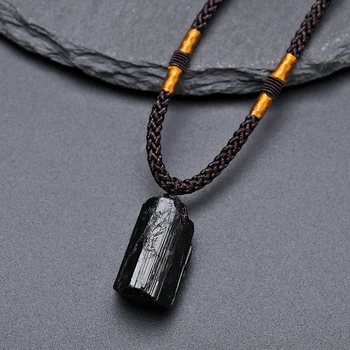 1PC módne crystal gem uzdravenie náhrdelník čierny turmalín kameň prívesok náhrdelník crystal gem vzor šperky