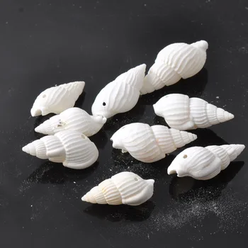 Biele Prírodné Špirála Seashell s Jedným Otvorom Plavidlá Príslušenstvo pre Scrapbooing Domáce Dekorácie Ručné 100ks 12x22mm TRS0045