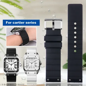 Vysoko kvalitné silikónové hodinky, príslušenstvo, vhodné pre cartier Santos 100 gumy popruh, muž Náramok 23 mm