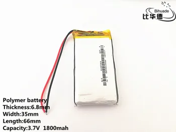 10pcs/veľa 3,7 V 1800mAH 683566 Polymer lithium ion / Li-ion Nabíjateľnú batériu, pre DVR,GPS,mp3,mp4