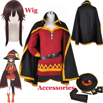 Halloween KonoSuba Megumin Plášť Uniforme, celý set Oblečenia Božie Požehnanie tohto Nádherného Sveta Anime Megumin Cosplay Parochňu