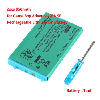 2 ks 850mAh Pre GBA SP Batérie Nabíjateľná batéria Lithium-ion Batéria Pre Nintendo Game Boy Advance （s skrutkovač）