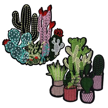 Cartoon Kaktus Nášivka Výšivky, Kvetinové Záplaty Pre Oblečenie, Tričko Príslušenstvo Na Šitie, Oprava Tropických Rastlín, Textílie Nálepky