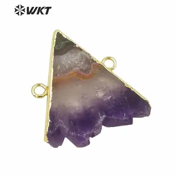 WT-P1608 WKT jedinečný plátok, deep purple amethysts kameň prívesok módne dvojité slučky tvaru v, fialová čipky prívesok