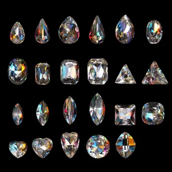 20pcs multi-tvar a lesklé Crystal AB kamienkami sklo Drahokamu pointback kameň Nail Art Decoration diy šperky manikúra príslušenstvo