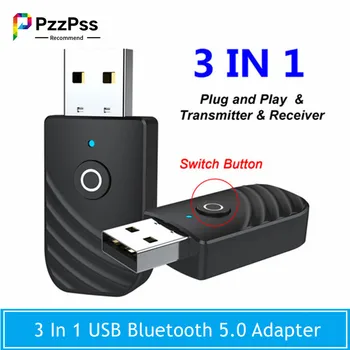 PzzPss 3 V 1, USB, Bluetooth 5.0 Adaptéra Audio Prijímač, Vysielač 3.5 mm AUX Stereo Adaptér Pre TV, PC Počítač Auto Príslušenstvo
