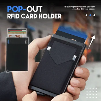 Pop-out RFID Karty Držiak Tenký Hliníkový Peňaženky Pružnosť Späť Puzdro ID Kreditnej Karty Držiteľ Blokovanie Chrániť Cestovné ID Karty
