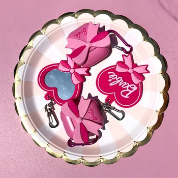 Barbie Kawaii Slúchadlá Shell pre Airpods 12 Ochranné puzdro Cartoon Ružová Láska Zrkadlo Sladké Keychain Príslušenstvo Dievčatá Darčeky, Hračky