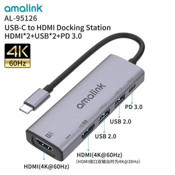 4K 60HZ HDMI Splitter Typ C do 100W PD 3.0 USB Rozbočovače Notebook Adaptér, Počítač, písací Stôl Koncentrátor Notebook Príslušenstvo Dock Station