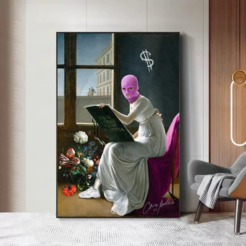 Podľa Criss Bellini Maskované Umenie Maskované Žena Muž Plátno Na Maľovanie Na Stenu Umenie Obrázok Pre Moderné Obývacia Izba Domáce Dekorácie
