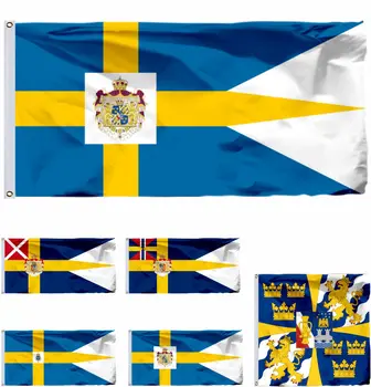 Švédska Kráľovská Štandardné 1844 Mesto Vlajka 3X5FT 90X150CM 100D Polyester Dvakrát Prešité Vysokej Kvality Banner